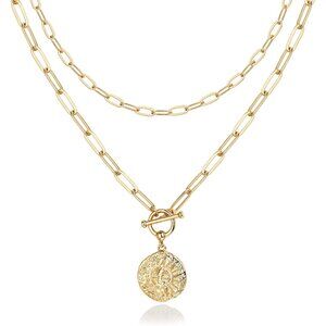 14K Gold Plated Layering Necklaces | Stylish Minimalist Design Pendant Necklaces